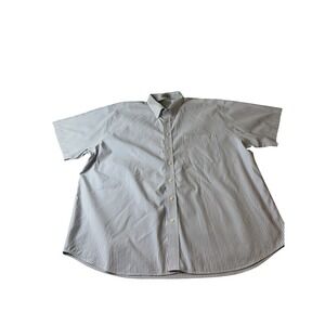 Cutter & Buck Mens 2XB Blue White Striped Short Sleeve Button Down Cotton Shirt